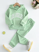 2pcs/Set Young Girls Casual Graphic Print Hooded Sweatshirt And Pants Set, Spring Autumn